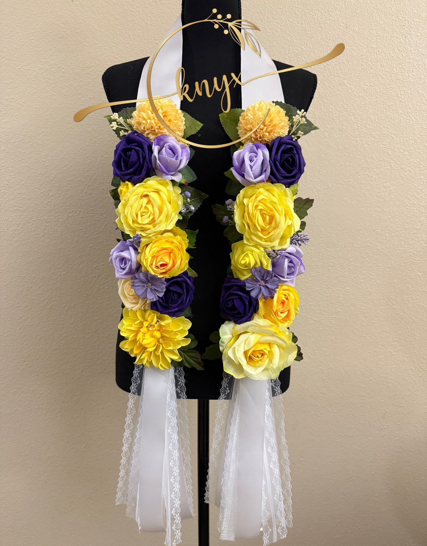 Unique Graduation Flower Lei YELLOW and PURPLE