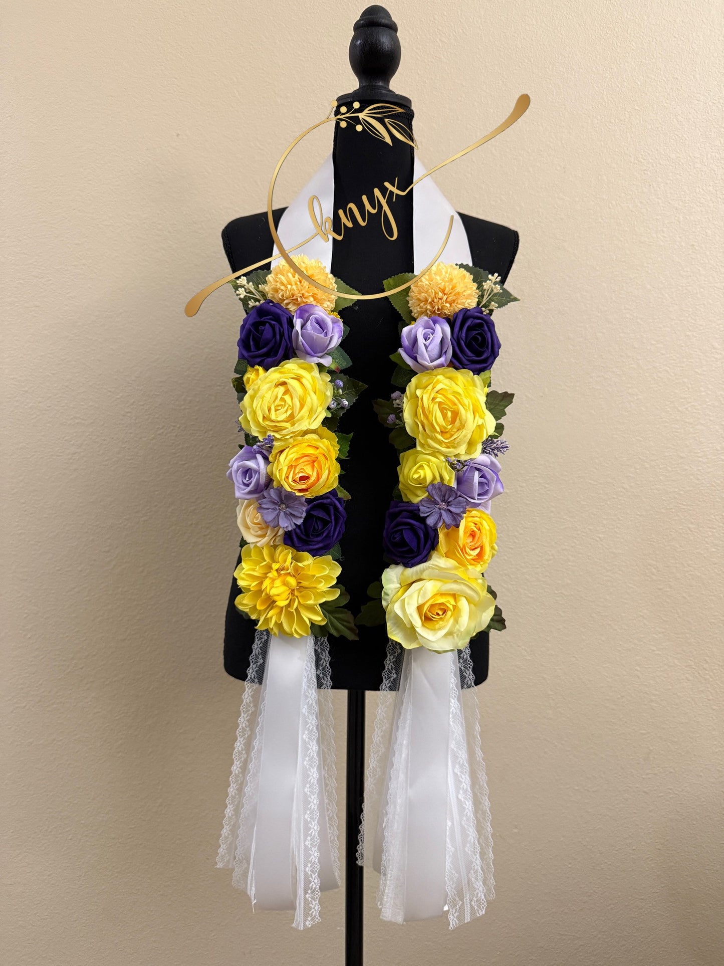 Unique Graduation Flower Lei YELLOW and PURPLE