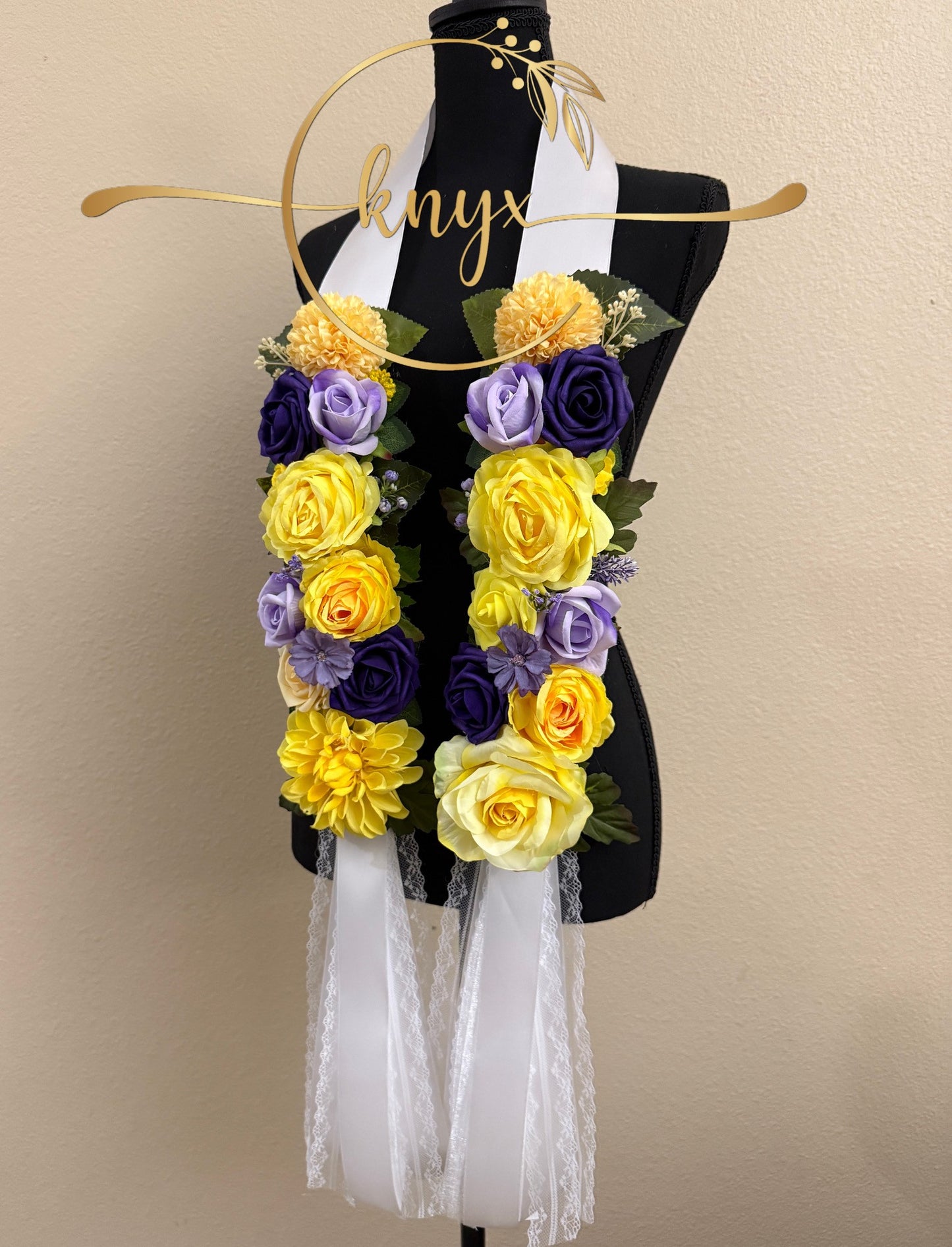 Unique Graduation Flower Lei YELLOW and PURPLE