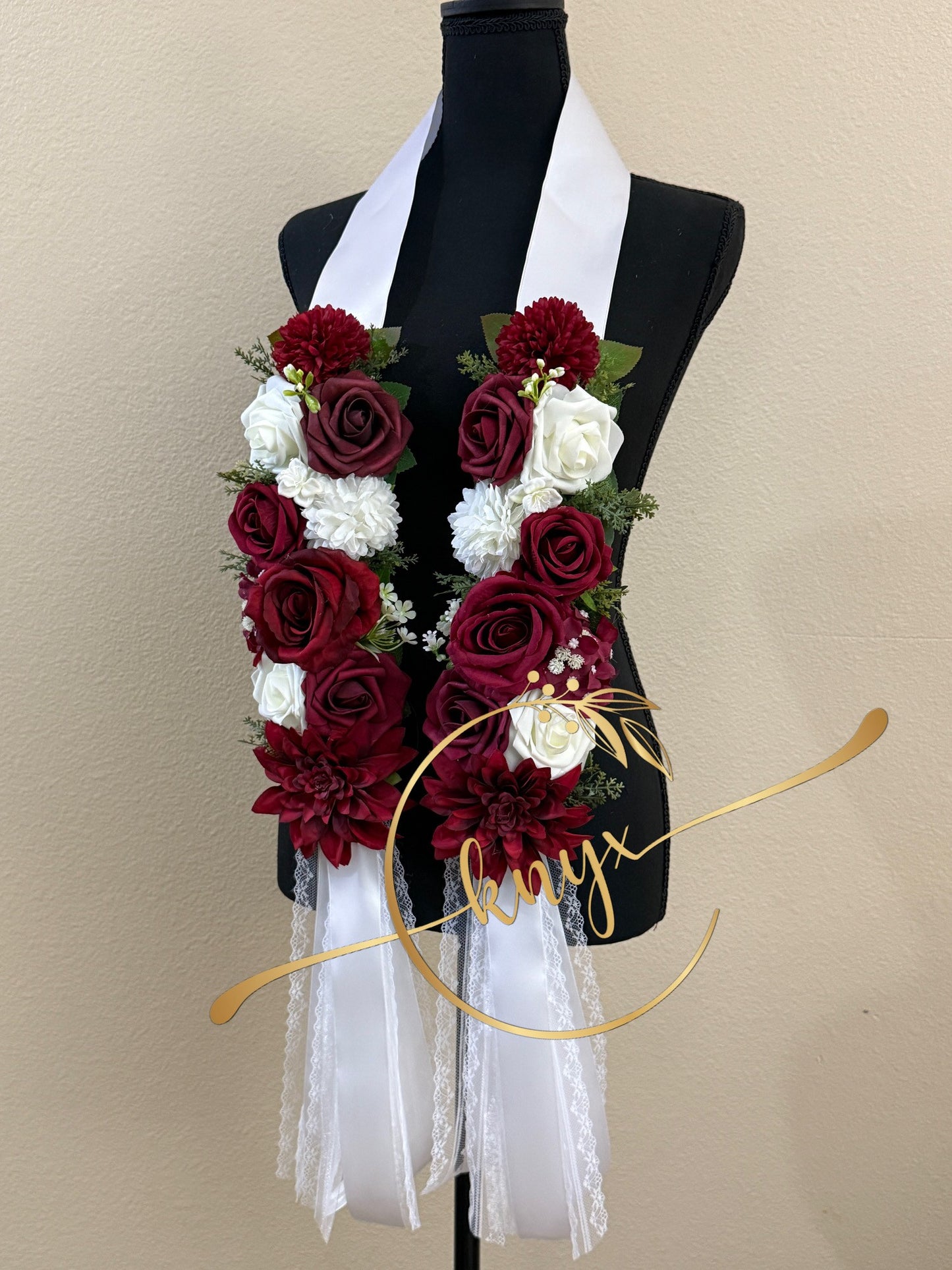 Unique Graduation Flower Lei (RED & WHITE)