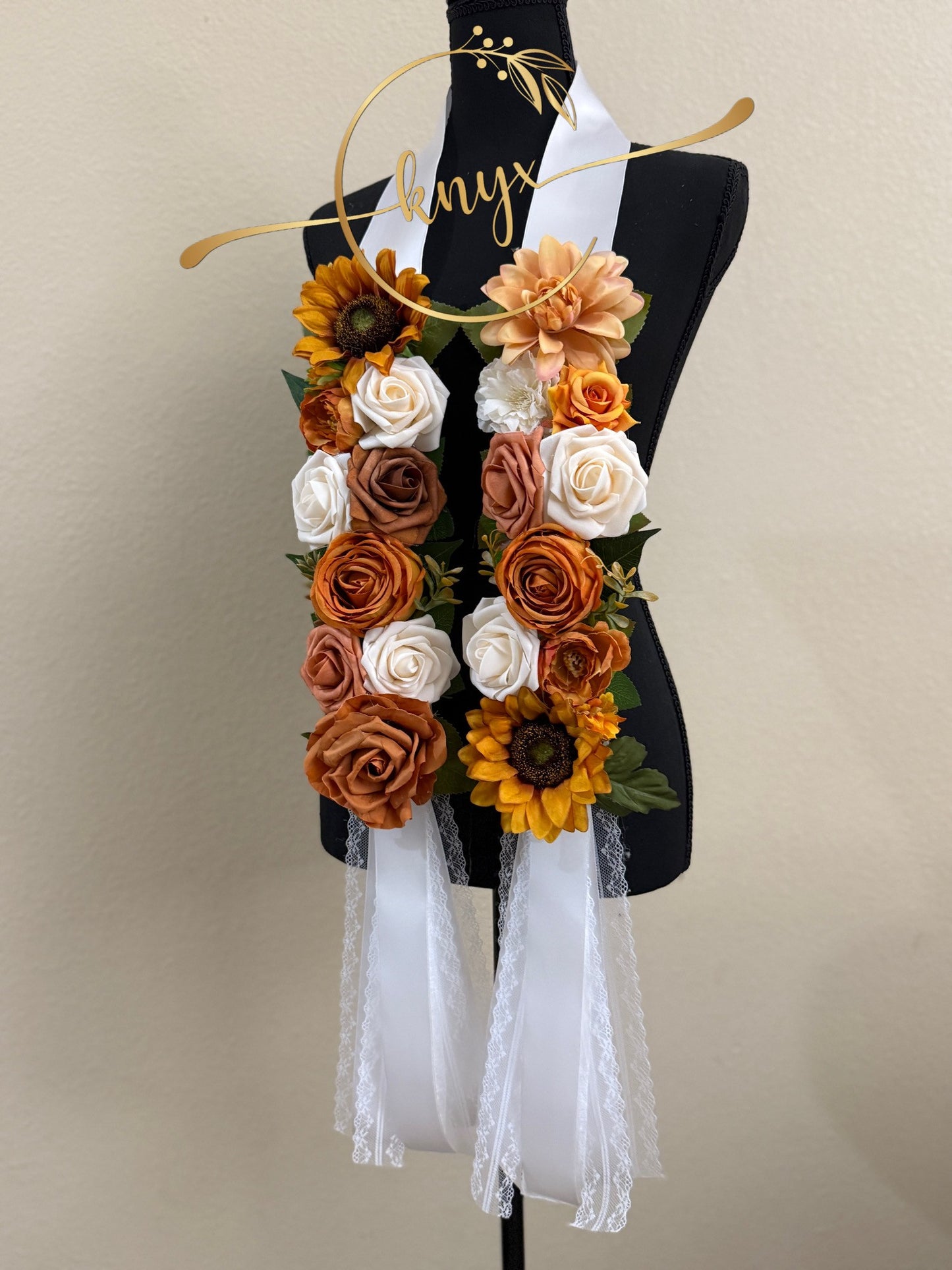 Unique Graduation Flower Lei (BURNT SUNFLOWER ORANGE)