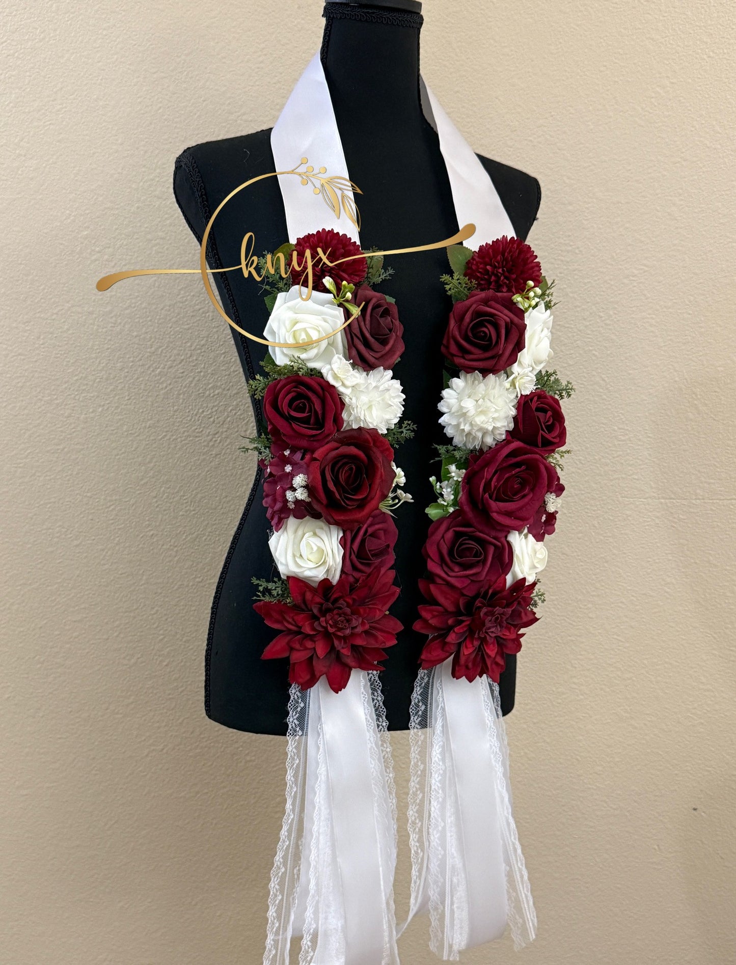 Unique Graduation Flower Lei (RED & WHITE)