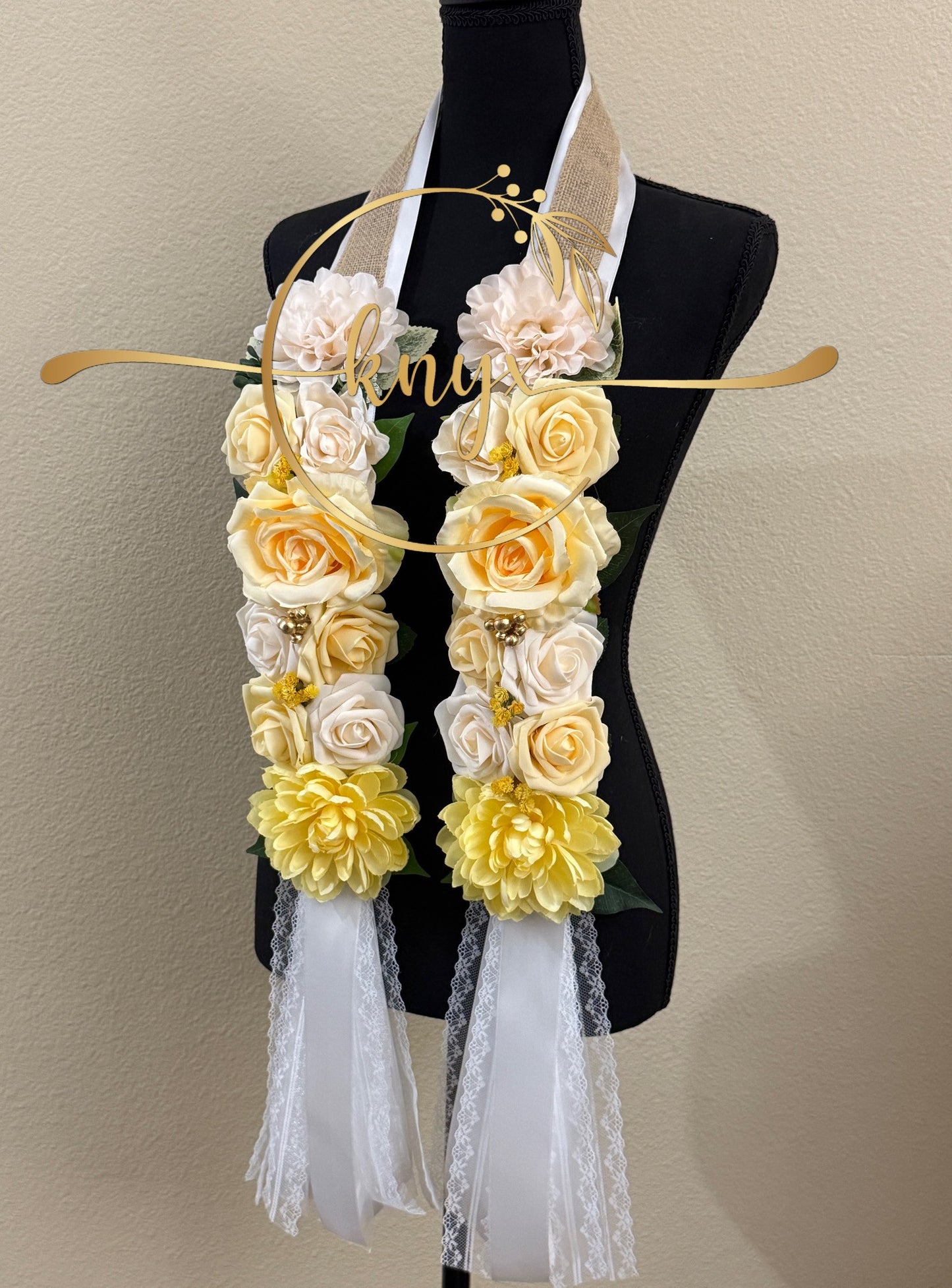 Unique Graduation Flower Lei LIGHT YELLOW
