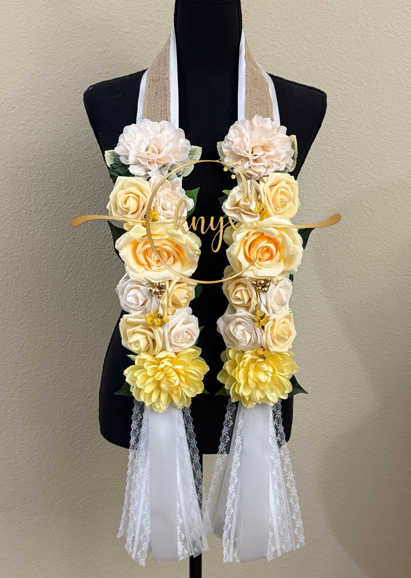 Unique Graduation Flower Lei LIGHT YELLOW