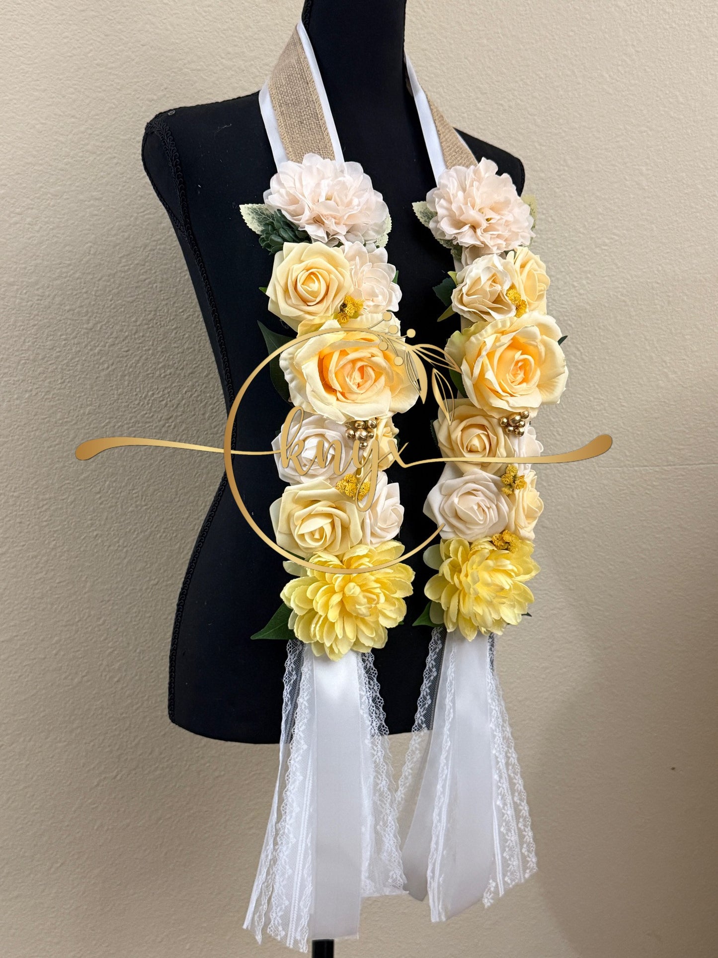 Unique Graduation Flower Lei LIGHT YELLOW