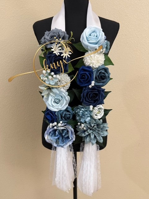 Unique Graduation Flower Lei (BLUE)