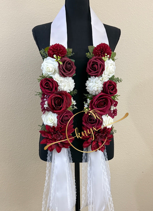 Unique Graduation Flower Lei (RED & WHITE)