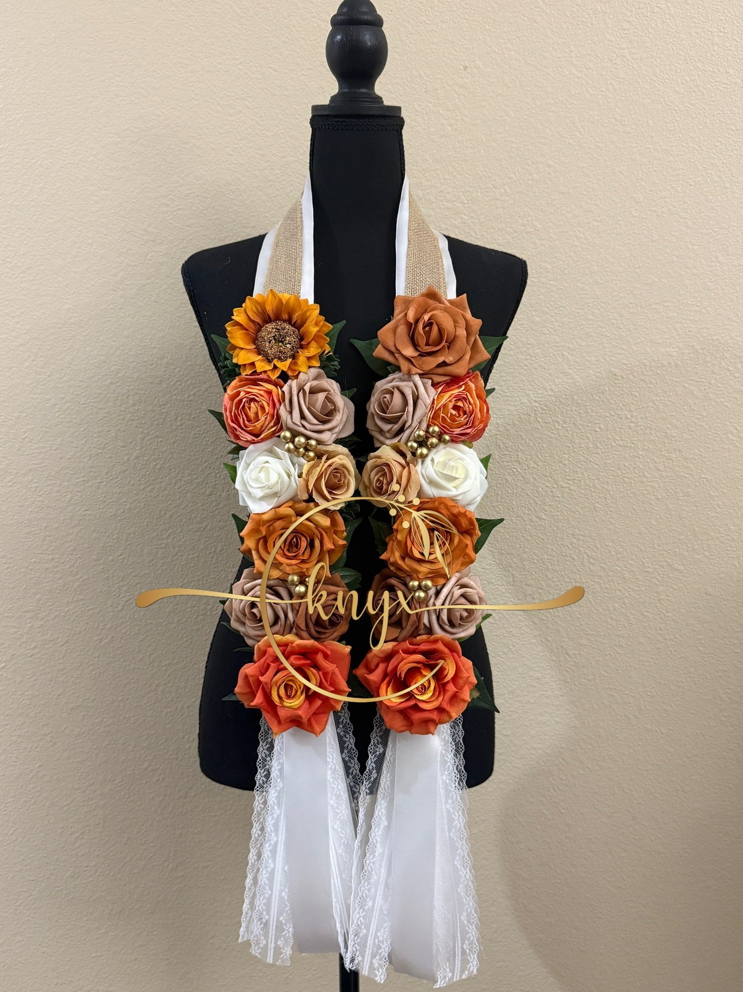 Unique Graduation Flower Lei FALL ORANGE