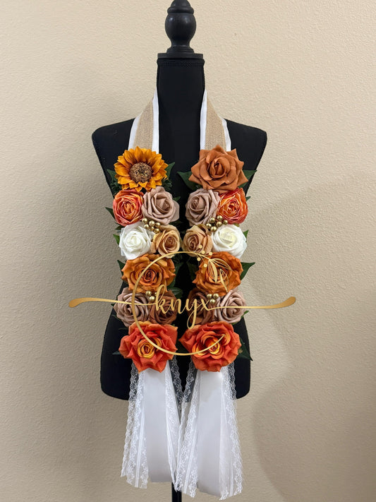 Unique Graduation Flower Lei FALL ORANGE