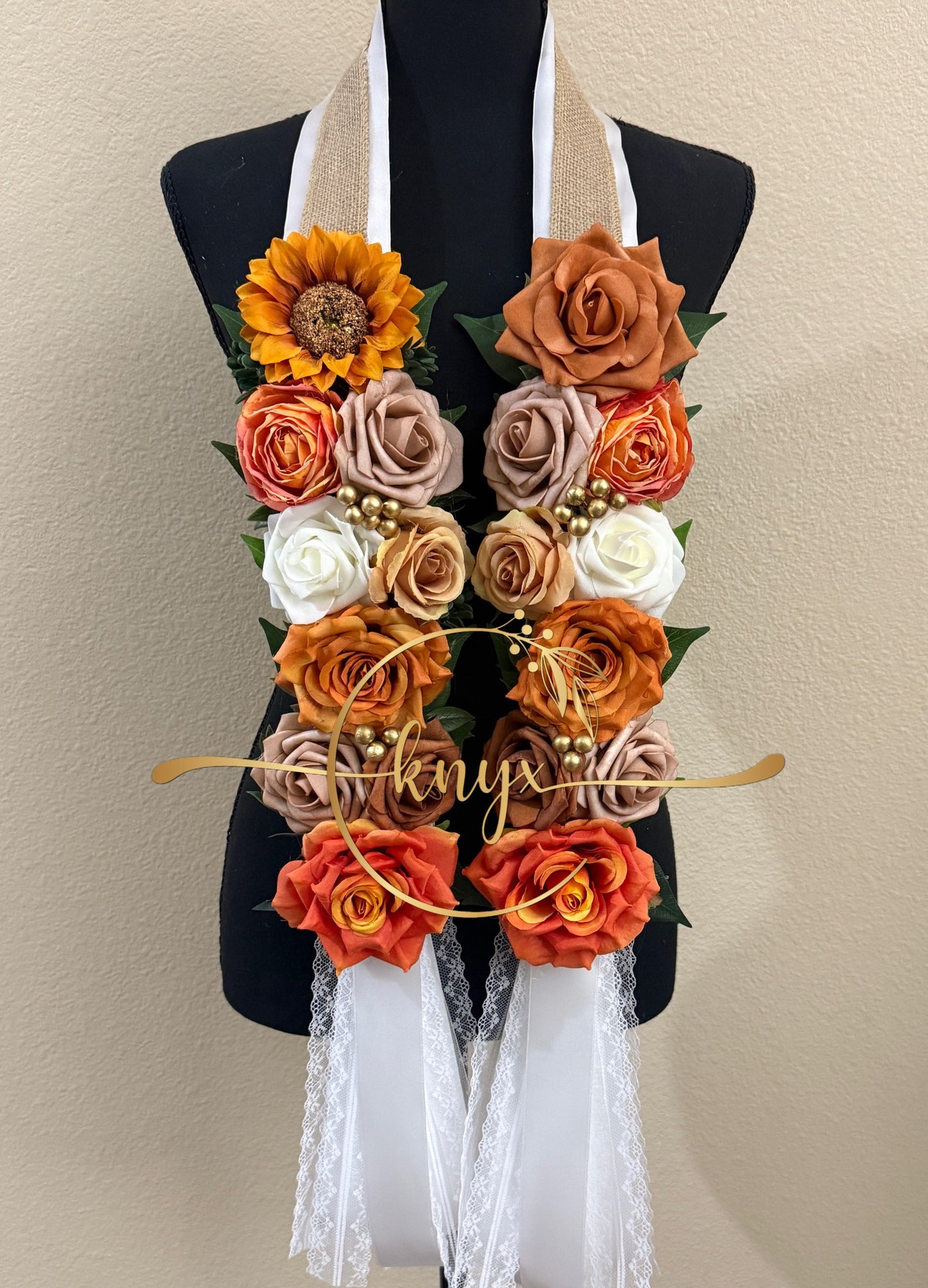 Unique Graduation Flower Lei FALL ORANGE