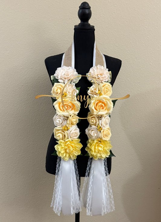 Unique Graduation Flower Lei LIGHT YELLOW
