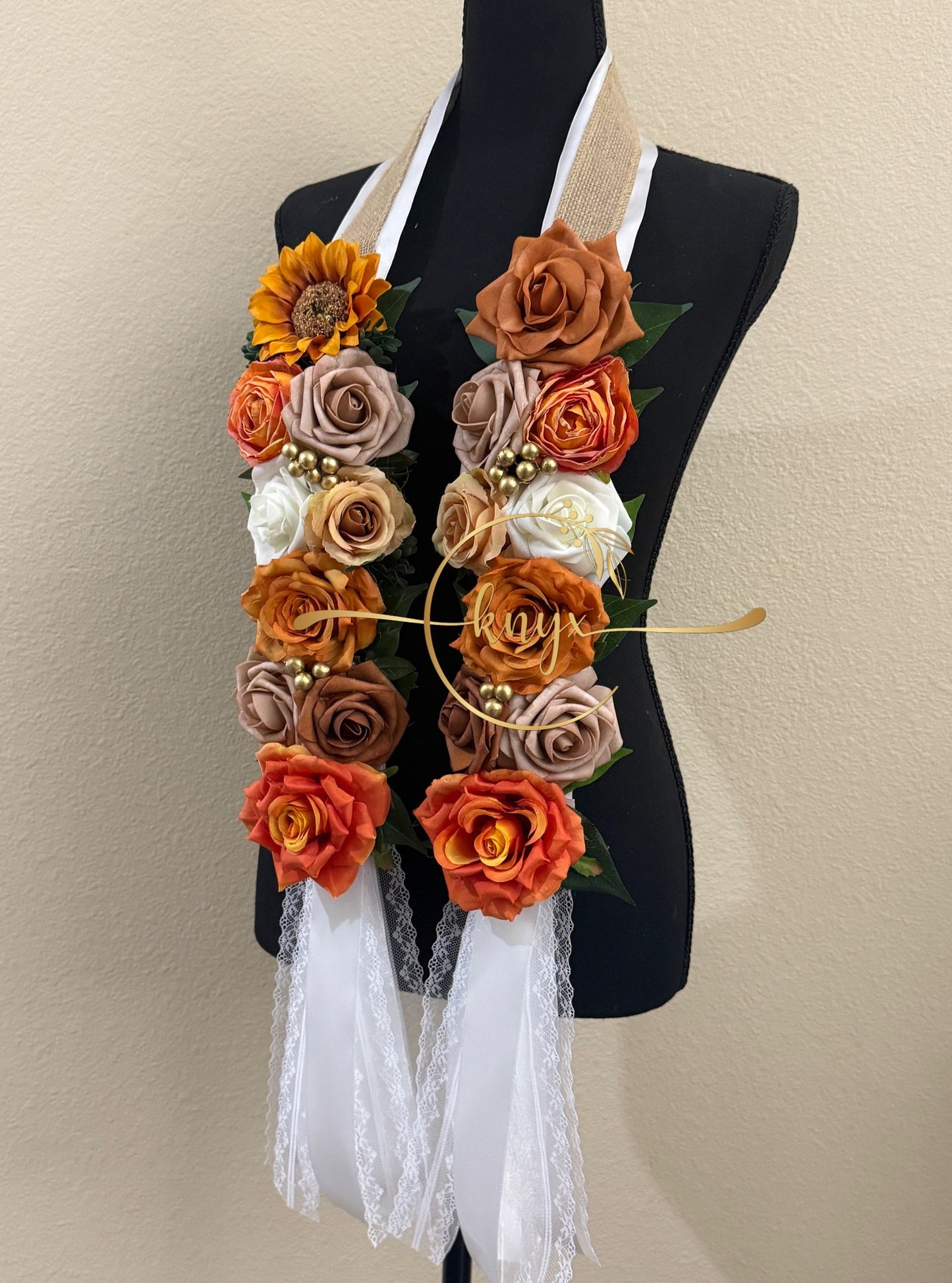 Unique Graduation Flower Lei FALL ORANGE
