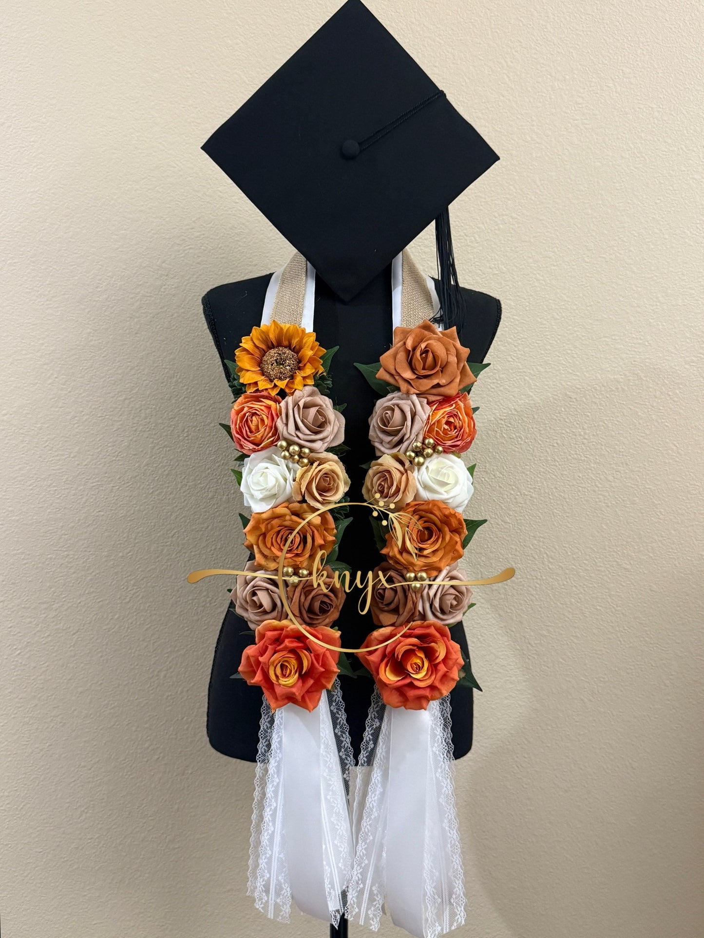 Unique Graduation Flower Lei FALL ORANGE