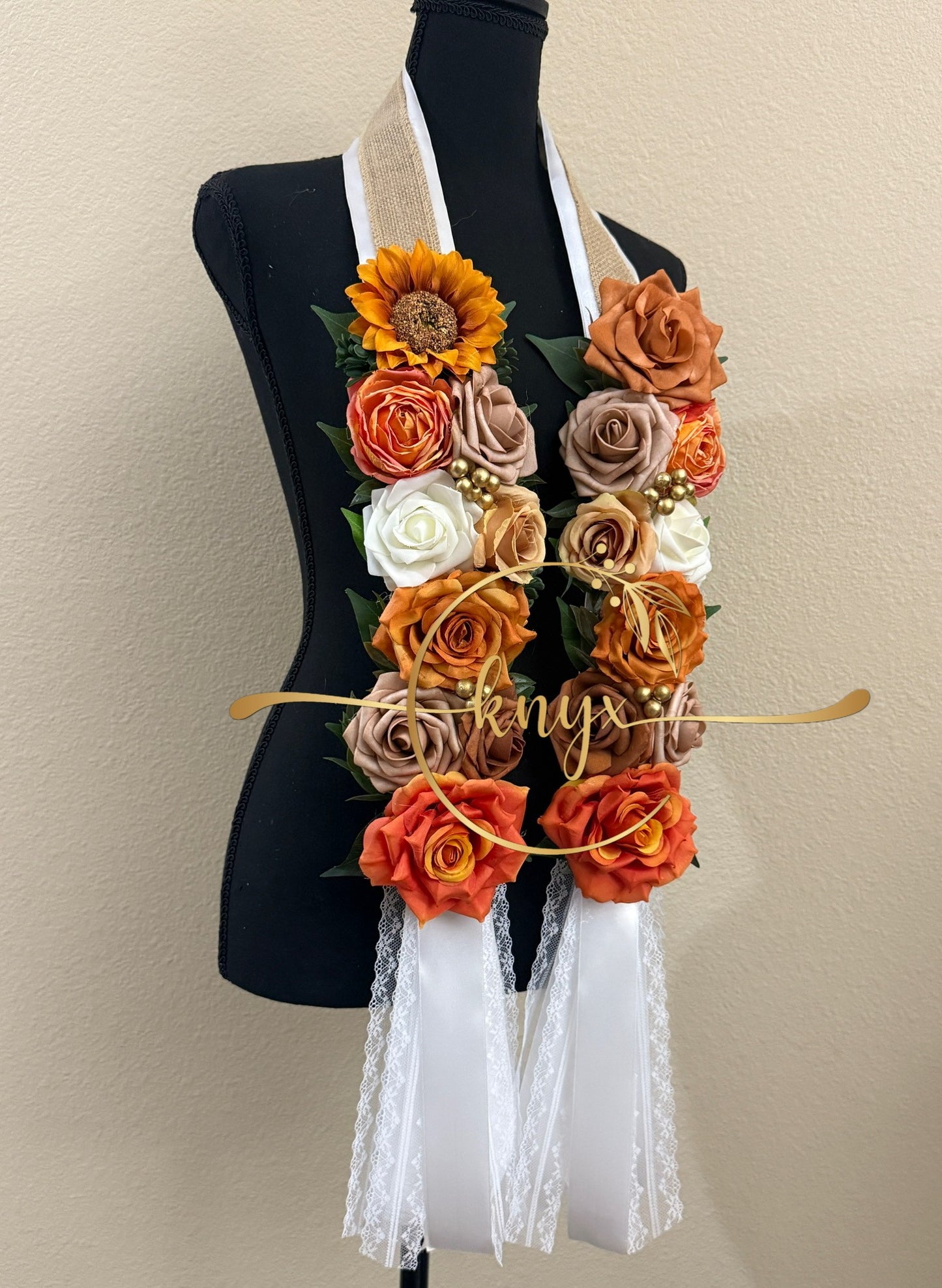 Unique Graduation Flower Lei FALL ORANGE